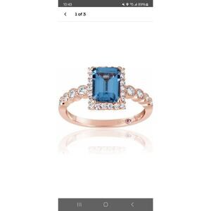 Suzy Levian emerald cut cubic zirconia halo ring size 6.5